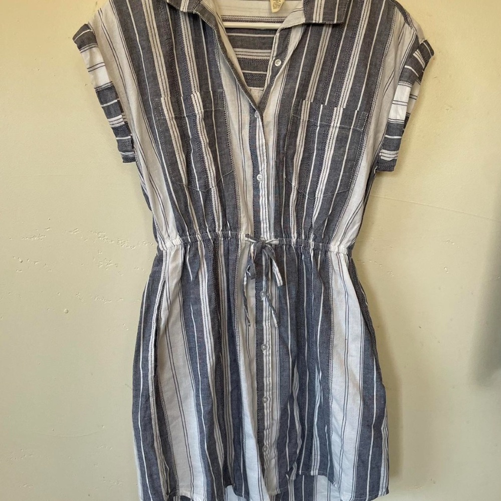 Striped Button Up Midi Dress